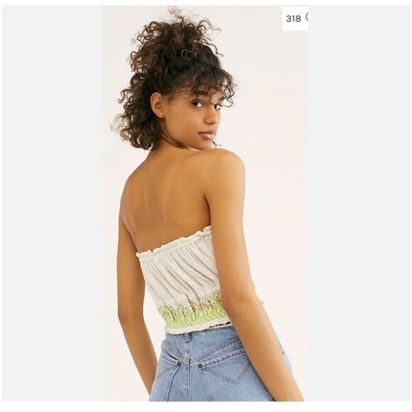 Free People No More Tiers Embroidered Beaded Boho Tube Top Sz XS New With Tags - Picture 6 of 13